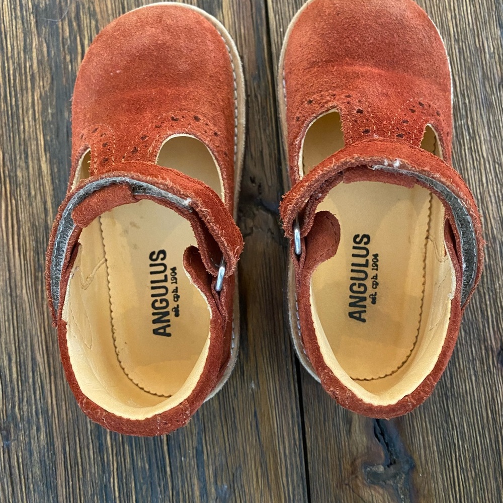 Angulus Rust Suede Mary Jane T-Strap Toddler Shoes - Picture 4 of 12